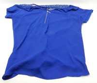 Royal Blue Top With Zipper and Lace - Size XXL
