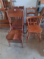 4 early wood chairs (as - is)