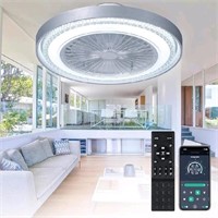 AIZCI Modern Ceiling Fan with Lights, Bladeless Re