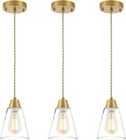 MWZ Gold Pendant Light 3 Pack,Brass Pendant Lights