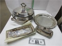 Silver plate servers and trays