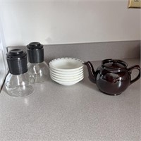 Tea Pot, Carafes, Dishes