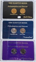 3 1998  P & D sets of Washington Quarters