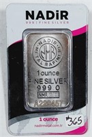 Nadir  1 ounce .999 silver bar  #A229457