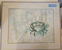 ANNE MCKAY LILES WATERCOLOR PAINTING OF CRAB