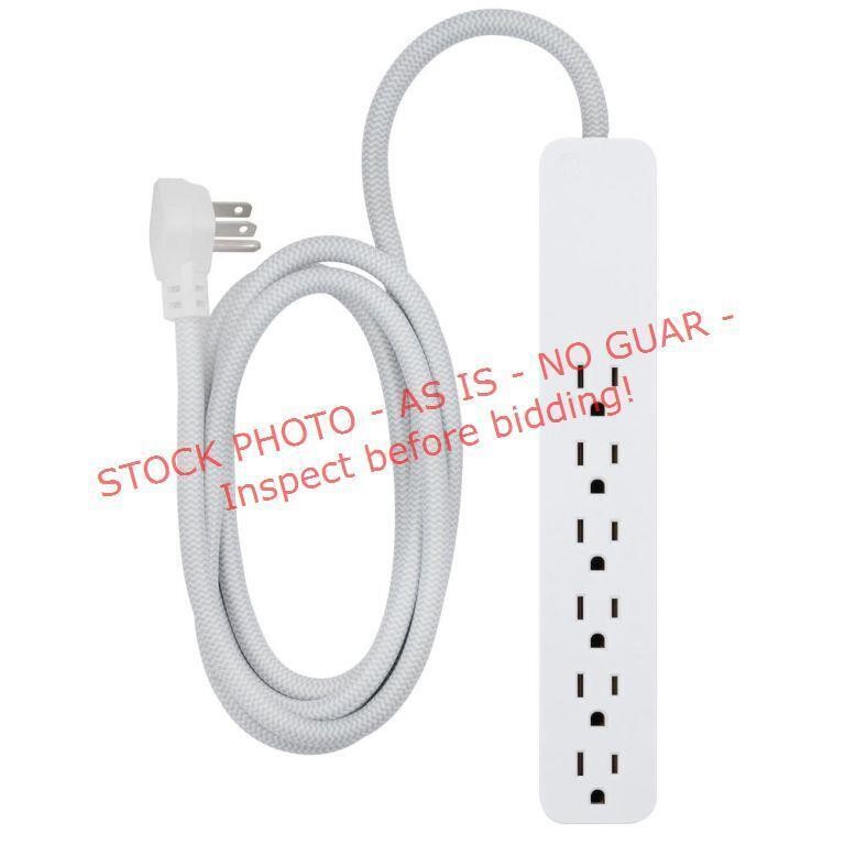 GE 6-Outlet Surge Protector, 6ft braided Cord