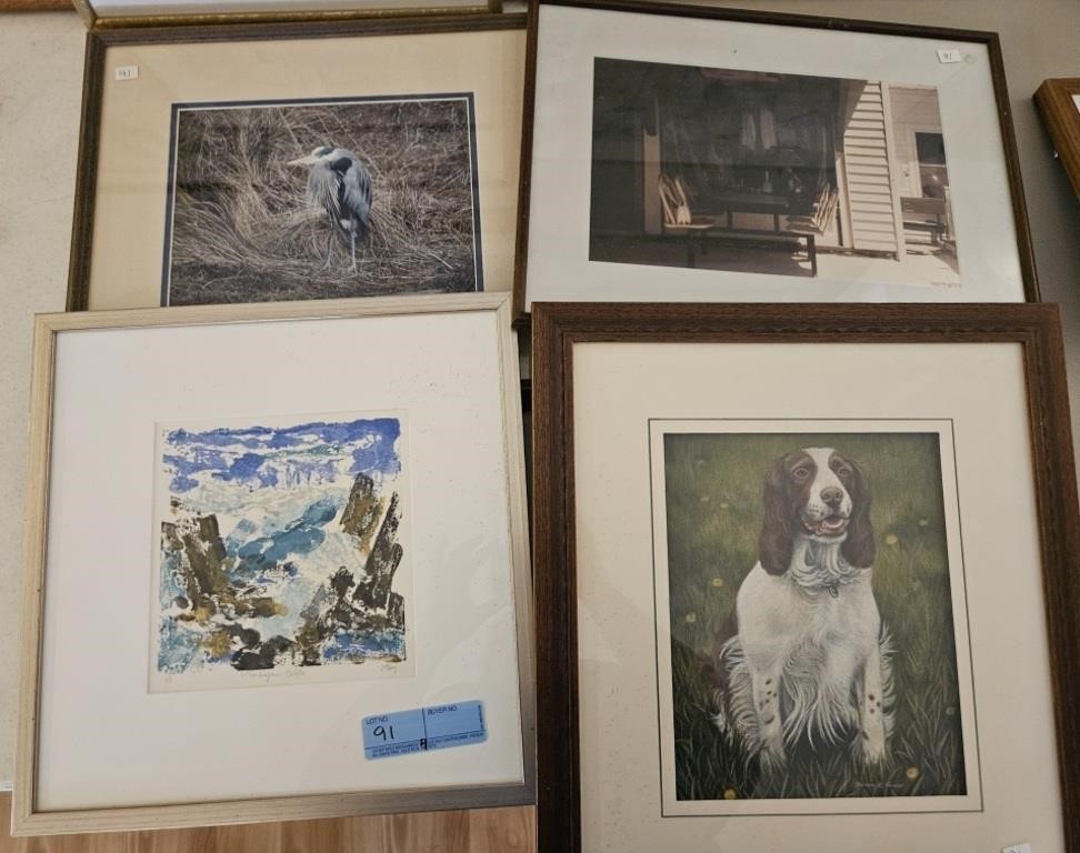 4 VARIOUS FRAMED PIECES OF ARTWORK