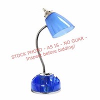Simple Designs 20in Blue Desk Lamp w/ outlet