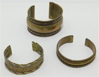 3 Brass Cuff Bracelets