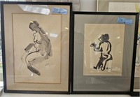 2 FRAMED ABSTRACT NUDE PAINTINGS