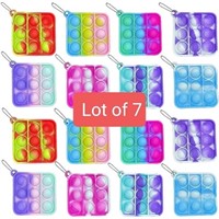 Lot of 7, 16pcs Mini Fidget Toy Push pop Keychain