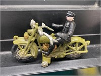 Vintage Large Cast Iron Motorcycle with Driver