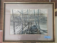 MAC S. FISHER FRAMED WATERCOLOR PRINT