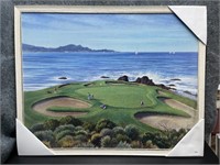New, 18th Hole Picture Framed in White Gold Frame