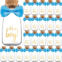 $49  24pk Boy Milk Glass Bottles - Baby Shower