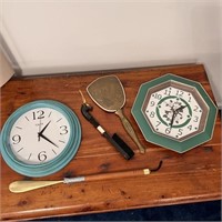 Clocks, Vintage Mirror, Clothing Brush, Shoe Horn