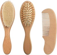 $9  PandaEar Baby Brush & Comb Set  Wooden Brown