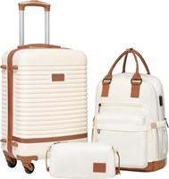 Coolife 3pc Suitcase TSA White (BP/TB/20)