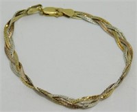 Vintage Gold Sterling Silver Woven Herringbone