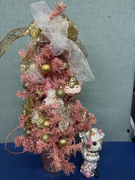 Table Top Christmas Tree in Pink 30” h , Santa