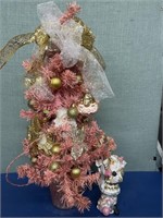 Table Top Christmas Tree in Pink 30” h , Santa