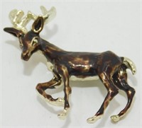 Deer Buck Enamel Brooch Pin