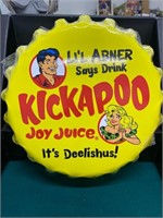 Kickapoo Joy Juice Lil Abner Metal Bottle Cap Sign