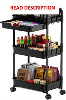 $27  3-Tier Cart with Drawer  Lockable Wheels