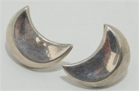 Vintage Sterling Silver Crescent Moon Earrings