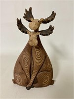Wooden Carved Moose Couple