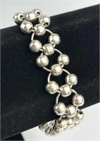 925 Silver Beaded Ring Toggle Bracelet