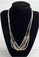 925 Silver Multi-Strand Beaded Necklace
