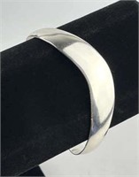 925 Silver Taxco Cuff Curved Bracelet