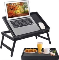 $33  Bed Tray Table with Folding Legs (Black) Larg