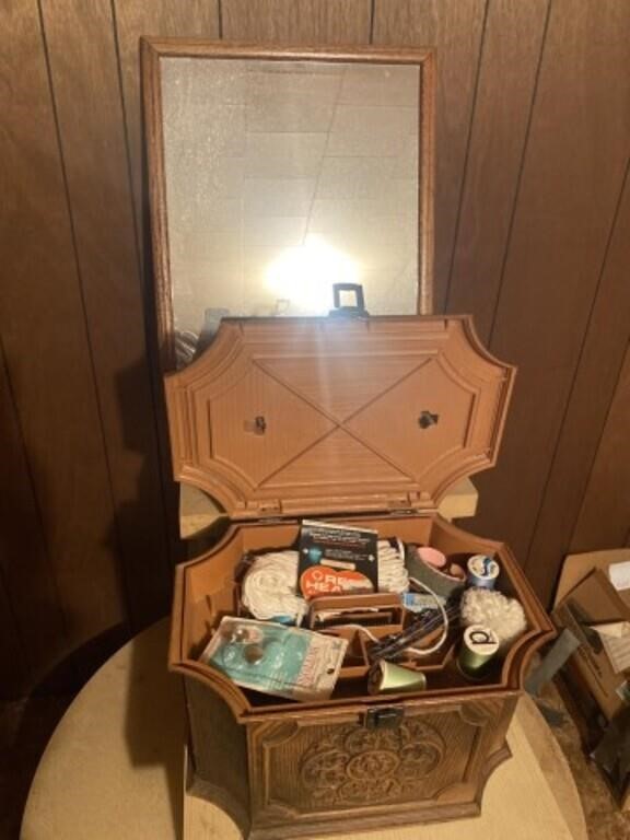 Mirror and sewing box