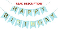 $7  Teal Birthday Banner  Gold Letters  Decor