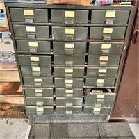 Vintage Metal File Cabinet & Contents