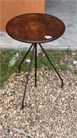 Metal and Wood Adjustable Side Table