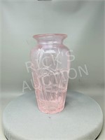 pink art glass vase - 11" tall