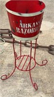 Metal Arkansas Razorback Planter