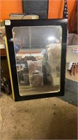 Large black framed mirror