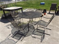 Metal Patio Round Table & 4 Chair Set