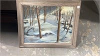Oil on Canvas of Snow and Trees