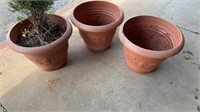 3) large plastic pots