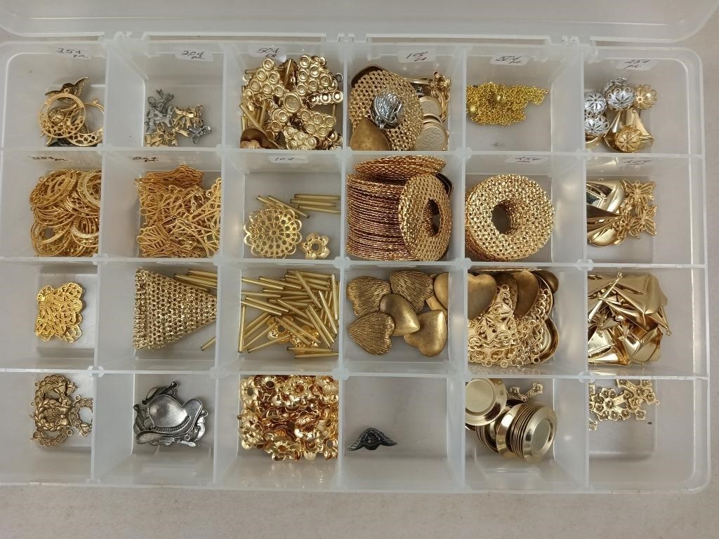 Plastic organizer of assorted jewelry making