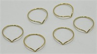 Six 1/20 14KT Marked Gold Rings - All Size 7