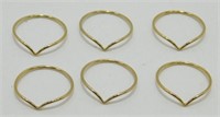 Six 1/20 14KT Marked Gold Rings - All Size 6