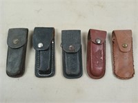 5 leather knife / sharpener sheaths