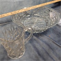 Platter, Bowl & Pitcher Pressed Glass