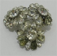 WEISS Signed Clear Rhinestone Brooch - Missing